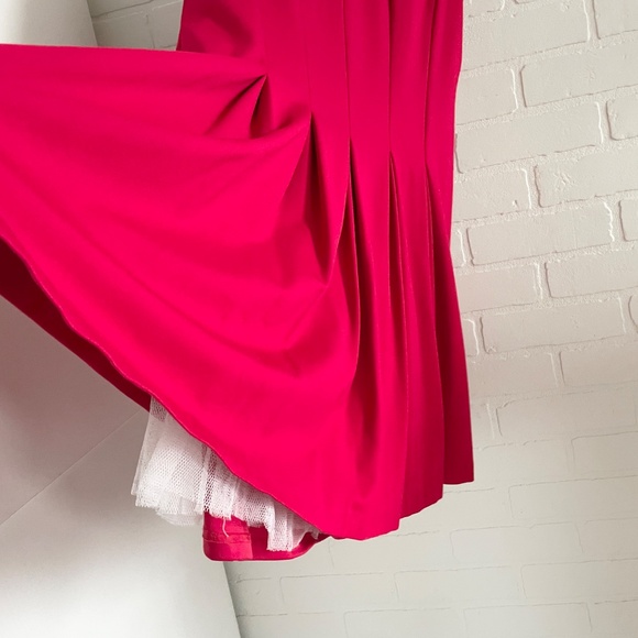 Adrianna Papell Red Pleated Mini Dress Jeweled Neck Tulle Lining Formal Sz 14 - Picture 5 of 15